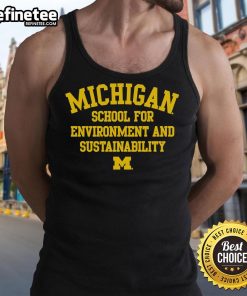 Official Michigan Wolverines School for Environment and Sustainability tank top in blue, showcasing eco-friendly school spirit.