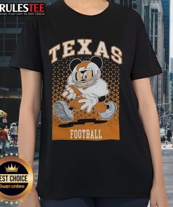 Official Mickey Mouse Texas Longhorns Football Fan Ladies Tee showcasing vibrant design for enthusiastic fans.