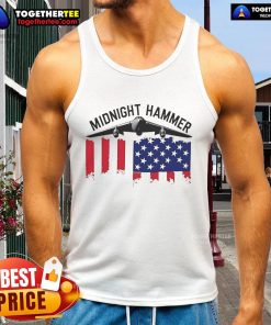 Alt Text: Official Midnight Hammer USA Flag Tank Top featuring a bold design and patriotic colors, perfect for summer wear.