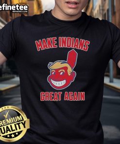 Official Miga Make Indians Great Again Baseball T-Shirt featuring bold graphics and a comfortable fit for fans.