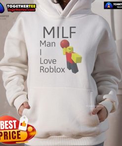 Official MILF Man I Love Roblox Hoodie featuring vibrant graphics and a comfortable fit, perfect for Roblox fans.