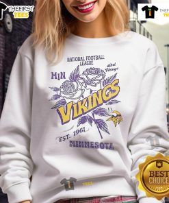 Official Minnesota Vikings Rose Sweatshirt, NFL Est. 1961, featuring team logo and stylish design for fans.