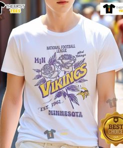 Official Minnesota Vikings T-Shirt featuring the NFL logo, established 1961, perfect for fans and collectors.