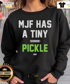 Official MJF Tiny Kosher Pickle Sweatshirt featuring a unique design perfect for fans of MJF and quirky fashion.