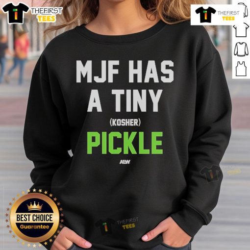 Official MJF Tiny Kosher Pickle Sweatshirt featuring a unique design perfect for fans of MJF and quirky fashion.