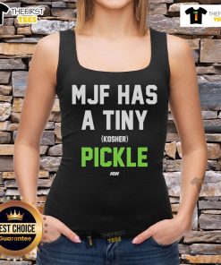 Official MJF has a tiny kosher pickle tank top featuring playful pickle graphics, perfect for fans of unique apparel.