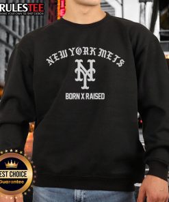 Official MLB Born X Raised Mets sweatshirt featuring team logo and stylish design, perfect for New York Mets fans.