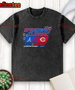 Official MLB Speedway Classic 2025 T-shirt featuring Cincinnati Reds vs Atlanta Braves design, perfect for baseball fans.