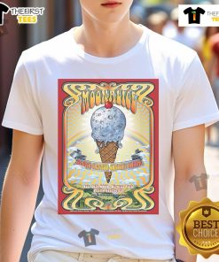 Alt Text: Official Moonalice Livorna Park Alamo CA July 18 2025 tour poster printed on a stylish t-shirt design.