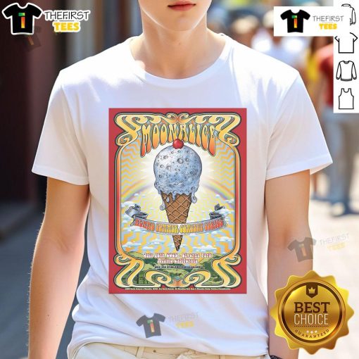 Alt Text: Official Moonalice Livorna Park Alamo CA July 18 2025 tour poster printed on a stylish t-shirt design.