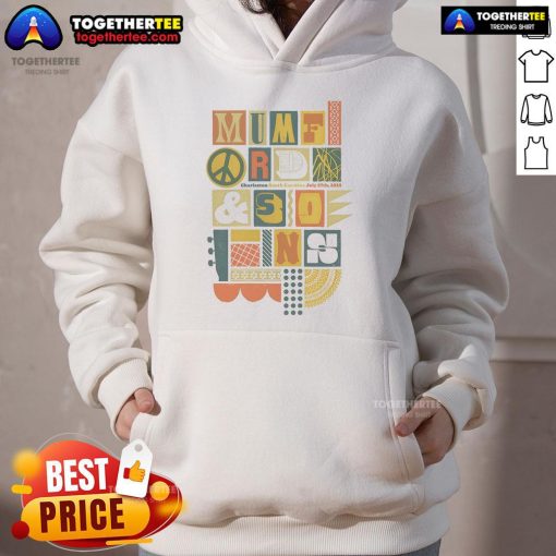 Official Mumford and Sons July 27, 2025 Charleston SC concert poster hoodie featuring band logo and event details.