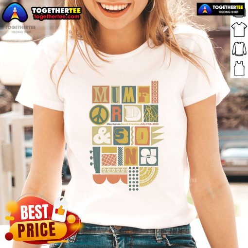 Alt Text: Official Mumford and Sons concert poster for July 27, 2025, in Charleston, SC, featuring a stylish ladies tee design.