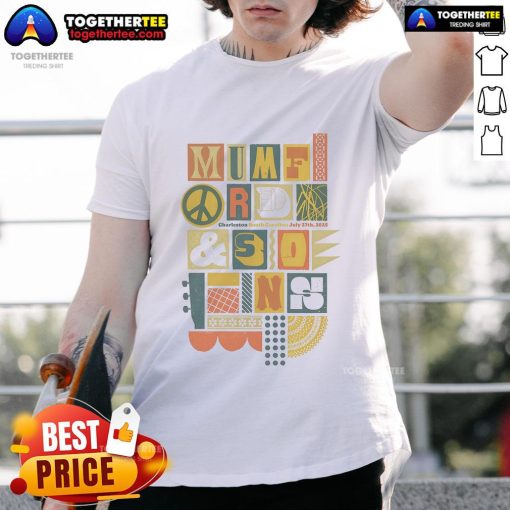 Official Mumford and Sons July 27, 2025 Charleston SC concert poster t-shirt featuring vibrant design and band logo.