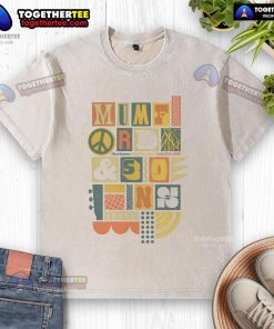 Alt Text: Official Mumford and Sons July 27, 2025 concert poster on a washed t-shirt, Charleston SC event merchandise.