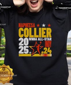 Alt Text: Napheesa Collier wearing the official 2025 WNBA All-Star Indy Game sweatshirt, showcasing her sporty style.
