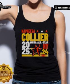 Alt Text: Napheesa Collier wearing a 2025 WNBA All-Star tank top during the Indy Game, showcasing her style and team pride.