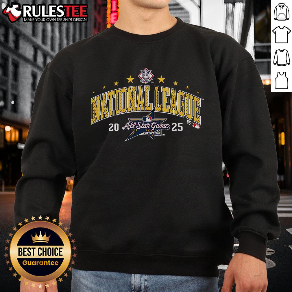 Official National League 2025 Mlb All Star Game Influx Sweatshirt Official National League 2025 MLB All-Star Game Influx Sweatshirt in navy blue with team logo and stylish design.