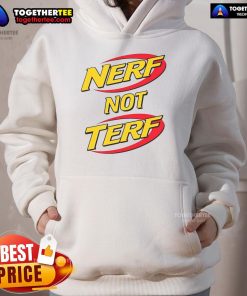 Official Nerf Not Terf Hoodie featuring vibrant colors and a stylish design for Nerf enthusiasts.