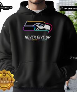 Official Never Give Up Fight Cancer hoodie in all colors, featuring Seattle Seahawks logo, perfect for fans and supporters.