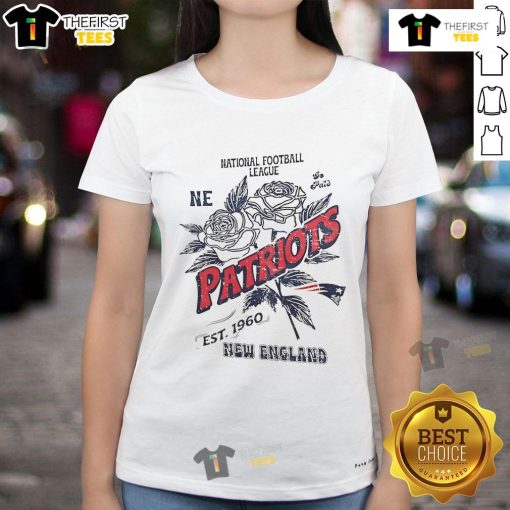 Official New England Patriots ladies tee, featuring the team logo and NFL est. 1960 design, perfect for fans.