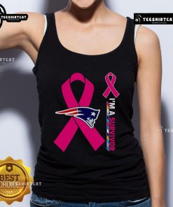 Official New England Patriots cancer awareness 'Im a Survivor' tank top, showcasing team spirit and support for survivors.