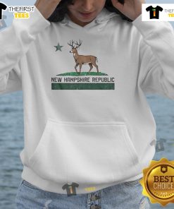 Official New Hampshire Republic Deer Hoodie showcasing a stylish deer graphic on a cozy hoodie for outdoor enthusiasts.