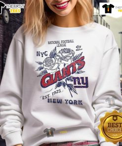 Official New York Giants Rose sweatshirt, NFL apparel established in 1925, perfect for fans and cozy game days.