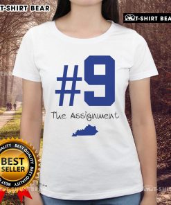 Alt Text: Official No. 9 The Assignment Kentucky Ladies Tee in vibrant colors, perfect for casual wear and Kentucky pride.