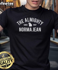 Alt Text: Official Norma Jean The Almighty T-Shirt featuring bold graphic design and vintage style, perfect for fans of the band.