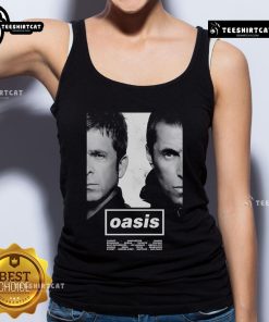Official Oasis Live Tour 2025 poster on a tank top, featuring iconic band logo and vibrant colors for fans.