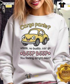 Alt Text: Stylish 'Official Cargo Pants' sweatshirt featuring a fun graphic, perfect for casual wear and street style enthusiasts.