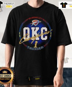 Alt Text: Official Oklahoma City Thunder 2025 NBA Finals Champions All Access T-Shirt showcasing team colors and logo.