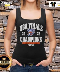 Official Oklahoma City Thunder 2025 NBA Finals Champions Tank Top featuring team logo and vibrant colors.