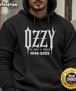 Official Ozzy Osbourne The Prince of Darkness hoodie, honoring the rock music legend 1948-2025, featuring iconic design.