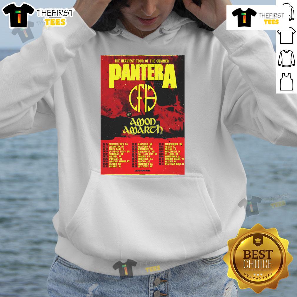 Official PANTERA The Heaviest Tour Of The Summer North America 2025 Poster Hoodie Official PANTERA The Heaviest Tour of the Summer North America 2025 poster hoodie featuring tour dates and artwork.