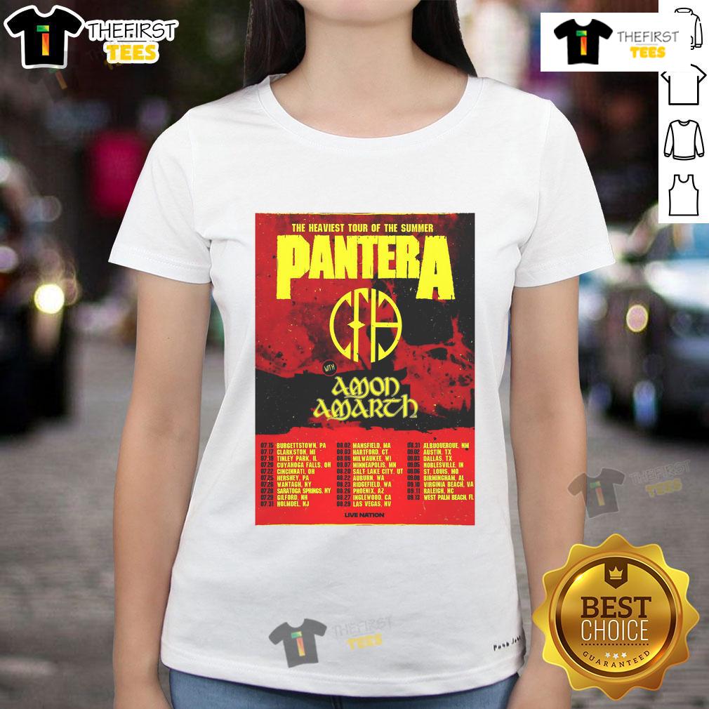 Official PANTERA The Heaviest Tour Of The Summer North America 2025 Poster Ladies-Tee Alt Text: Official PANTERA The Heaviest Tour of The Summer North America 2025 poster featuring a stylish ladies tee design.