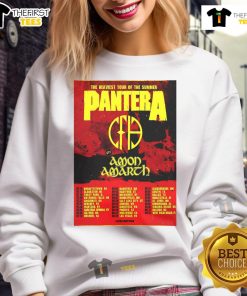 Alt Text: Official Pantera The Heaviest Tour of the Summer North America 2025 poster on a stylish sweatshirt design.