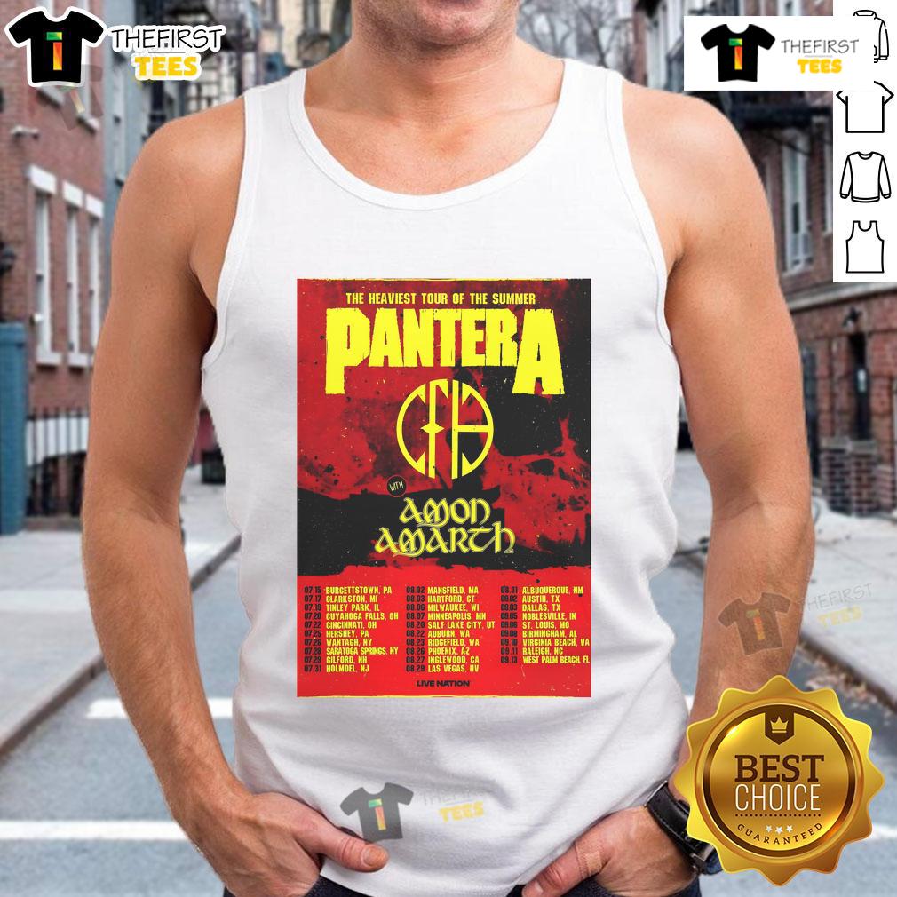 Official PANTERA The Heaviest Tour Of The Summer North America 2025 Poster Tank Top Official Pantera Heaviest Tour of the Summer 2025 North America poster on a tank top design.