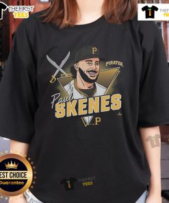 Official Paul Skenes caricature on a Pittsburgh Pirates ladies tee, showcasing team spirit and style.