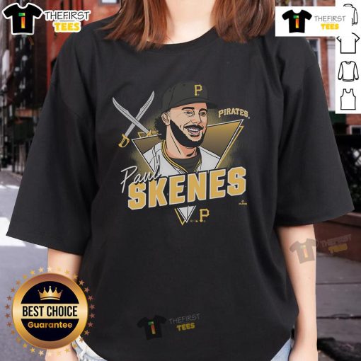 Official Paul Skenes caricature on a Pittsburgh Pirates ladies tee, showcasing team spirit and style.