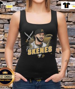 Official Paul Skenes Pittsburgh Pirates player caricature tank top featuring vibrant design and team colors.