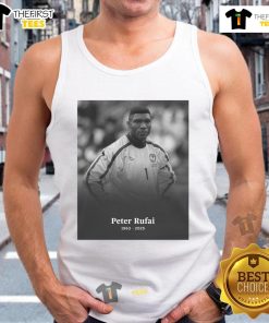 Official Peter Rufai RIP 1963-2025 tank top featuring a tribute design honoring the late football legend.