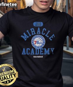 Official Philadelphia 76ers Miracle Academy NBA Collection T-Shirt featuring team colors and logo, perfect for fans.