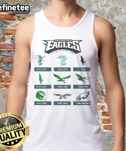 Official Philadelphia Eagles 1933 history of team logos tank top featuring iconic designs and vibrant colors.