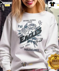 Official Philadelphia Eagles Rose sweatshirt, National Football League est. 1933, stylish fan gear for football enthusiasts.