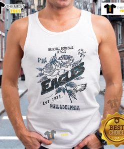 Official Philadelphia Eagles Rose Tank Top, National Football League Est. 1933, stylish fan apparel for game day.