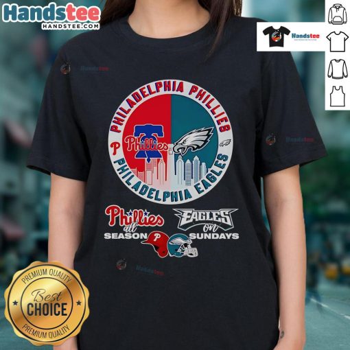 Official Philadelphia Phillies All Season Eagles On Sundays Ladies Tee showcasing team spirit and stylish design.