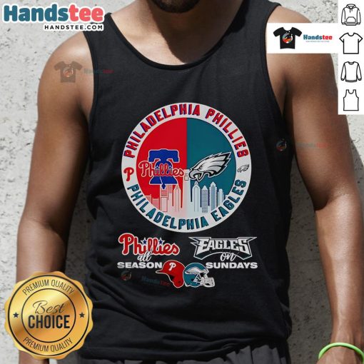 Official Philadelphia Phillies All Season Eagles on Sundays tank top featuring team logos and vibrant colors for fans.