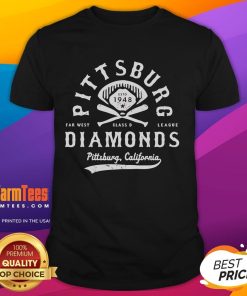 Official Pittsburg Diamonds California defunct baseball t-shirt featuring vintage design and team logo.