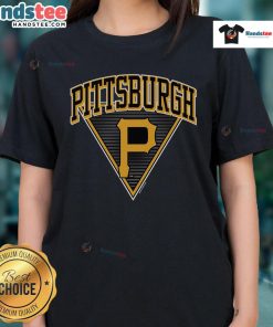 Alt Text: Official Pittsburgh Pirates Change Up Ladies Tee featuring team colors and logo for stylish fan apparel.